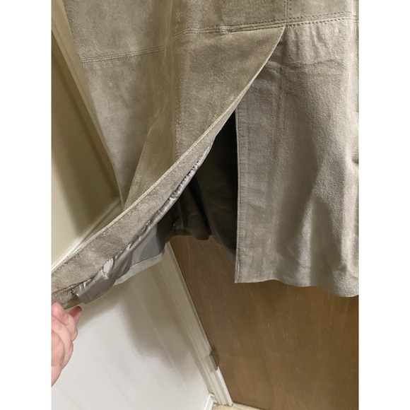 Vintage SUSAN BRISTOL Suede Leather Skirt Vest 2 pc Set Lined Zip Beige 18 & 20 - Picture 12 of 16